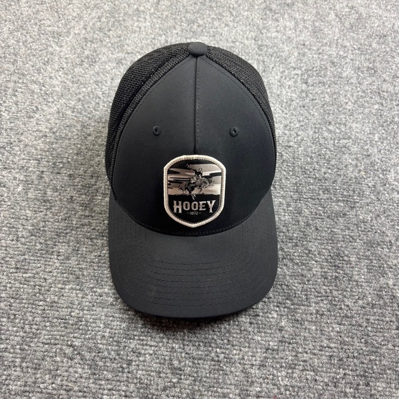 HOOEY Black Flexfit Cowboy Logo Patch Hat trucker hat  Size: Small - Medium - Picture 7 of 7